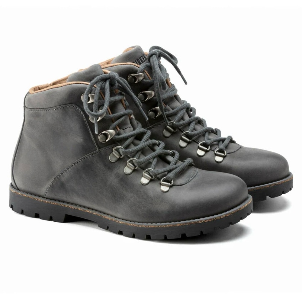 Birkenstock Jackson Gray Nubuck Leather Lace Up Ankle Boots